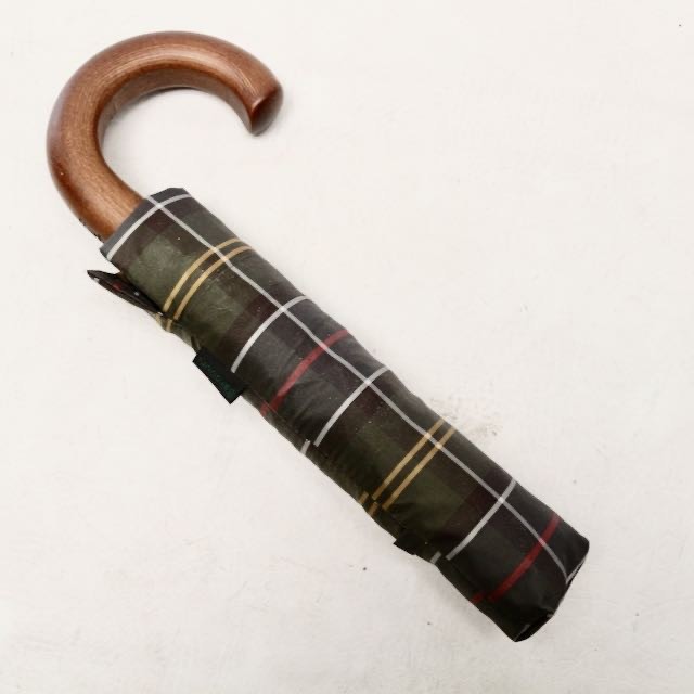 Barbour Tartan Umbrella Green Blue Red Yellow Plaid Folding Portable w/ Sleeve