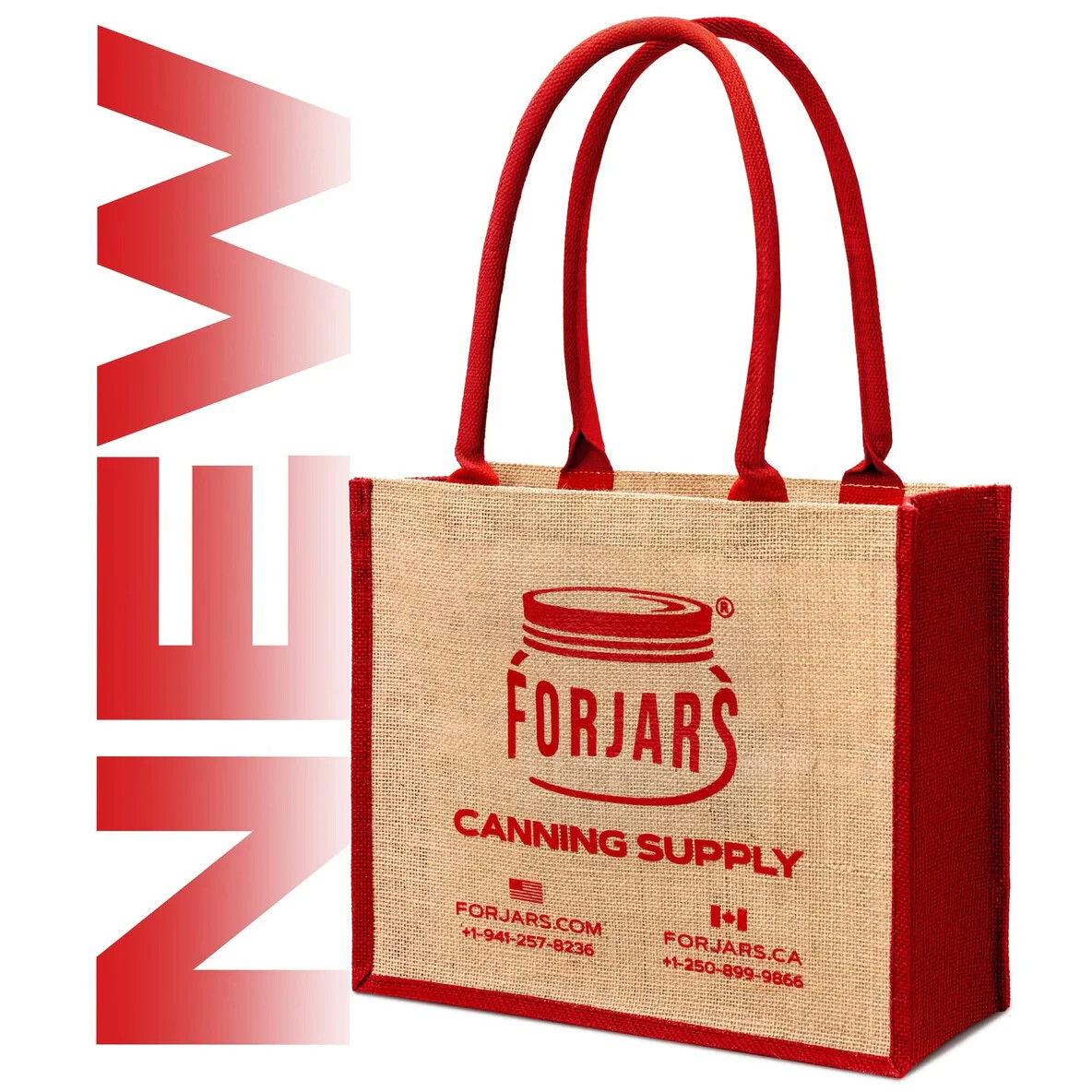 Forjars® Reusable Burlap Tote Bags – Available in Two Sizes: Small & Medium
