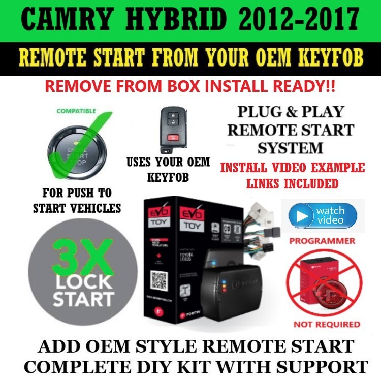 Remote Start Kit for 2016-2017 TOYOTA CAMRY HYBRID PTS Plug and Play 3X Lock