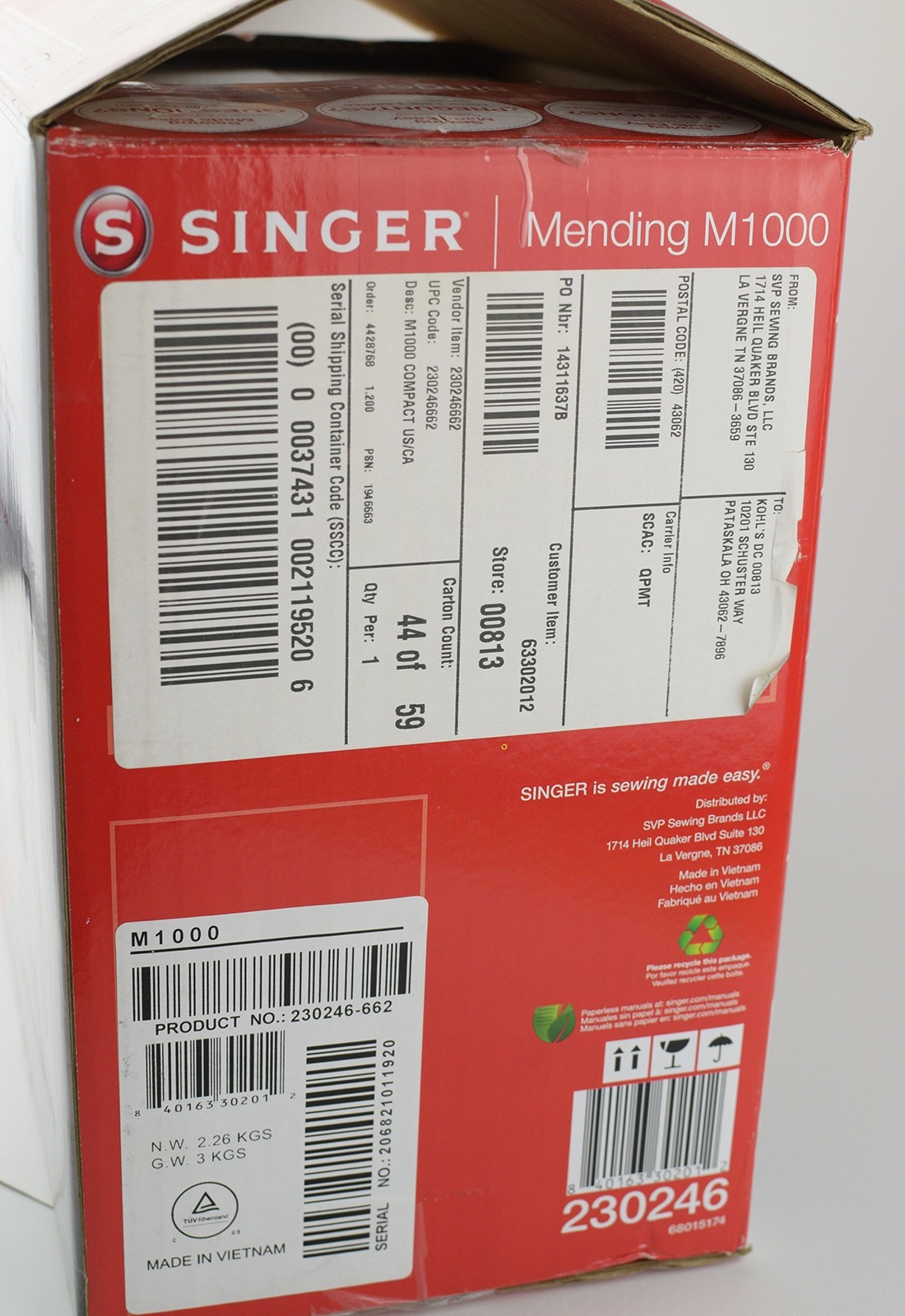 SINGER M1000 Mending Sewing Machine, original box