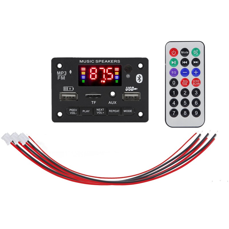 Wireless Bluetooth 5.0 MP3 Decoding Board Module Car Stereo With Remote Control