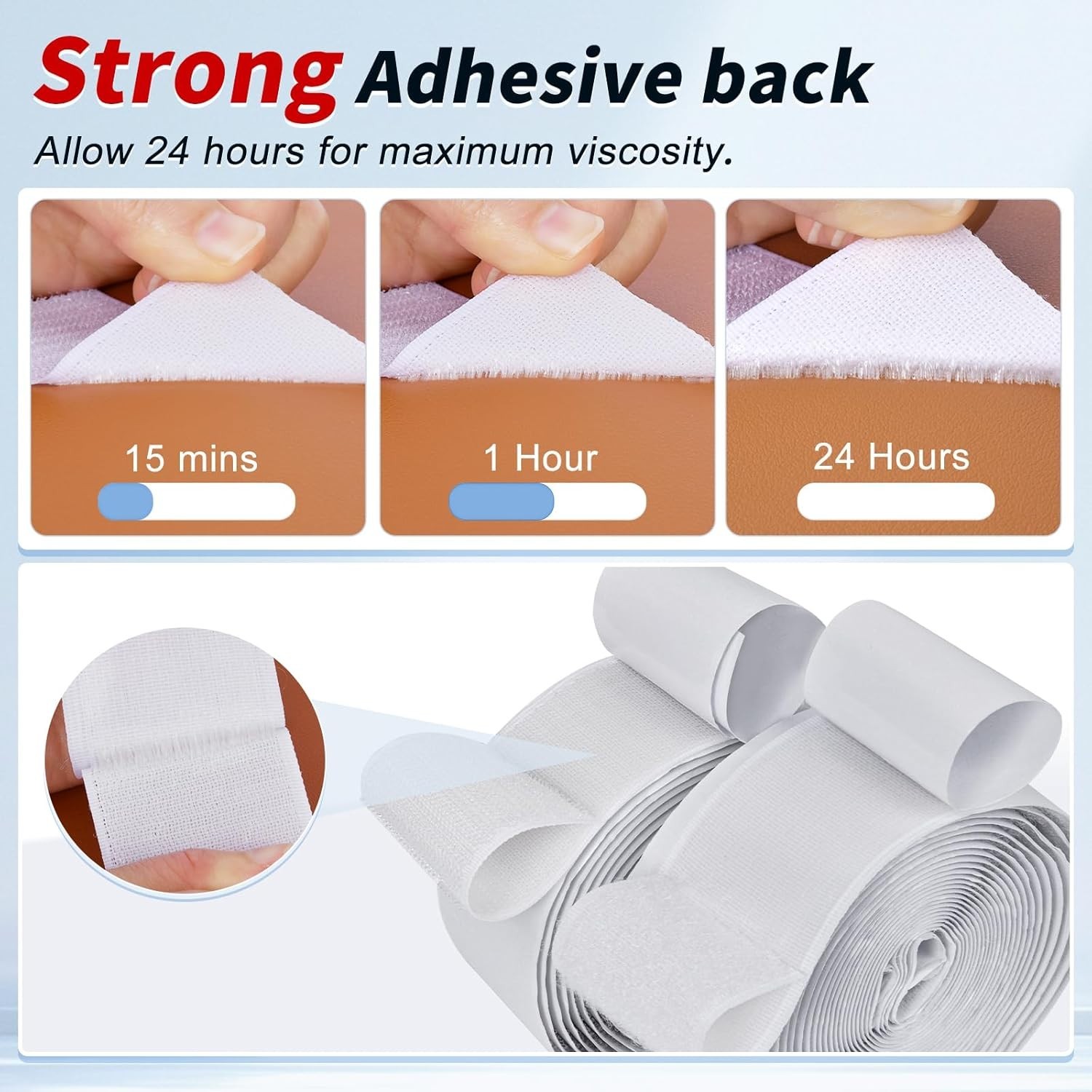 2 Inch X 15Ft Hook and Loop Strips with Adhesive, Double Sided Self Adhesive, Ny