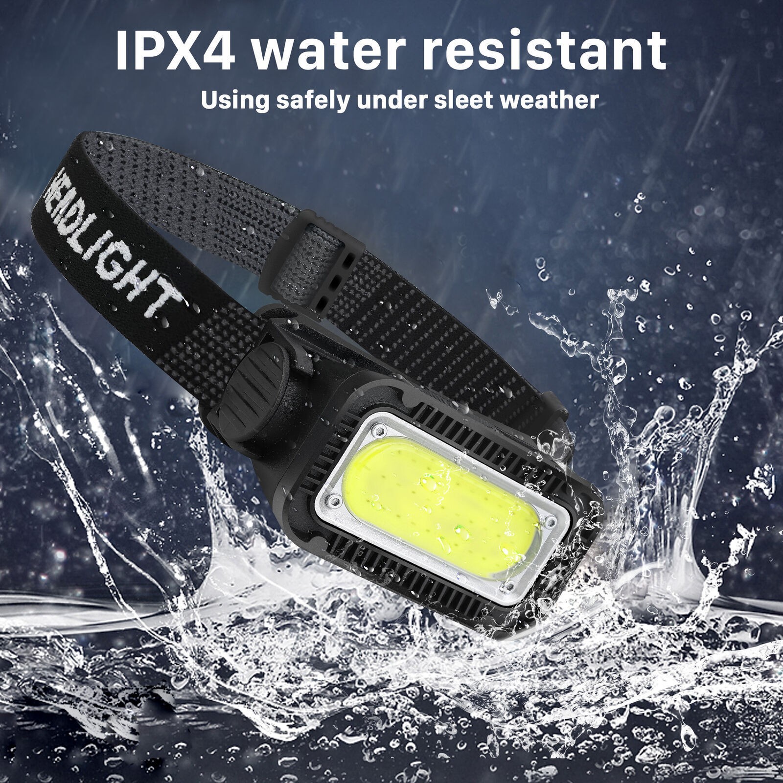 USB Rechargeable LED Headlamp Headlight Lamp Flashlight With Charging Cable