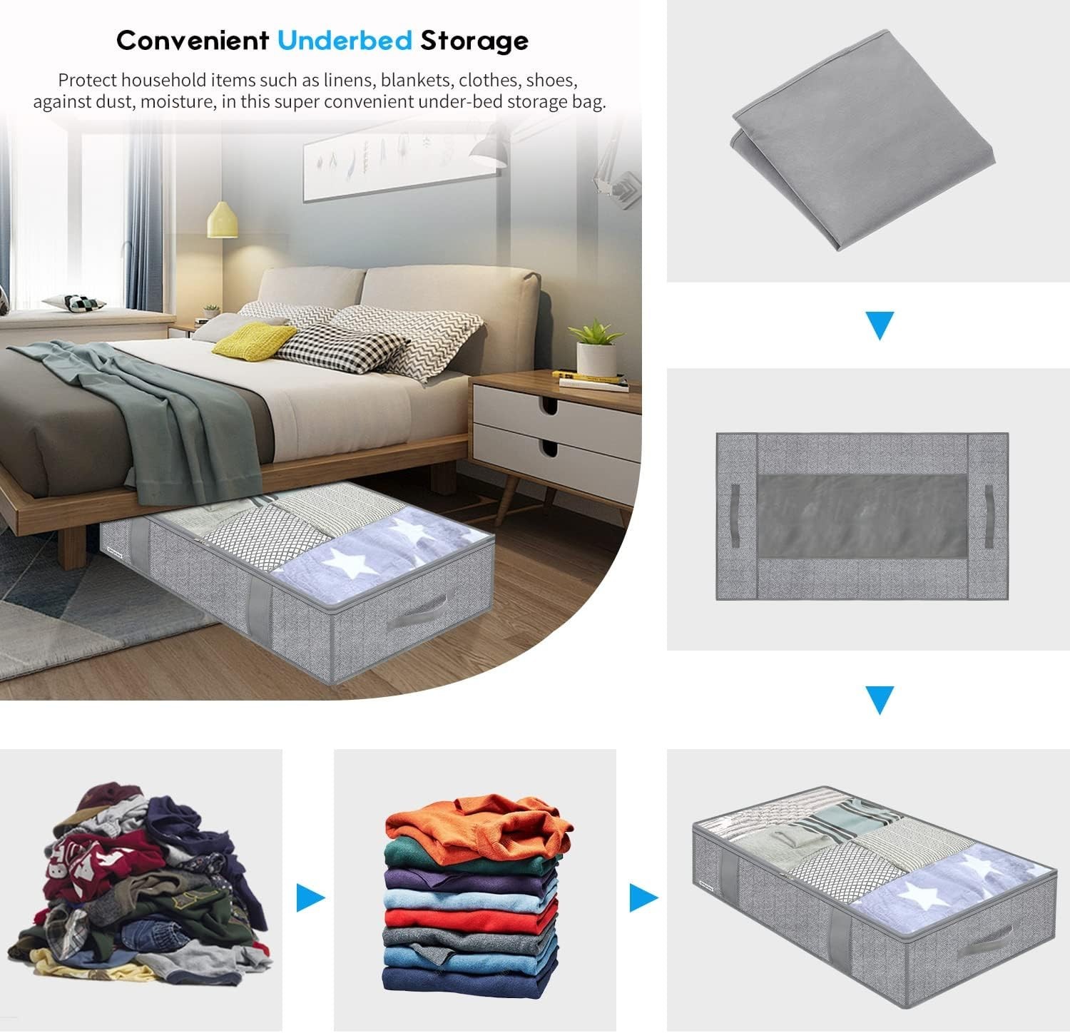 Underbed Storage Bag Set - Breathable, Durable & Stylish Design, 2 Pack