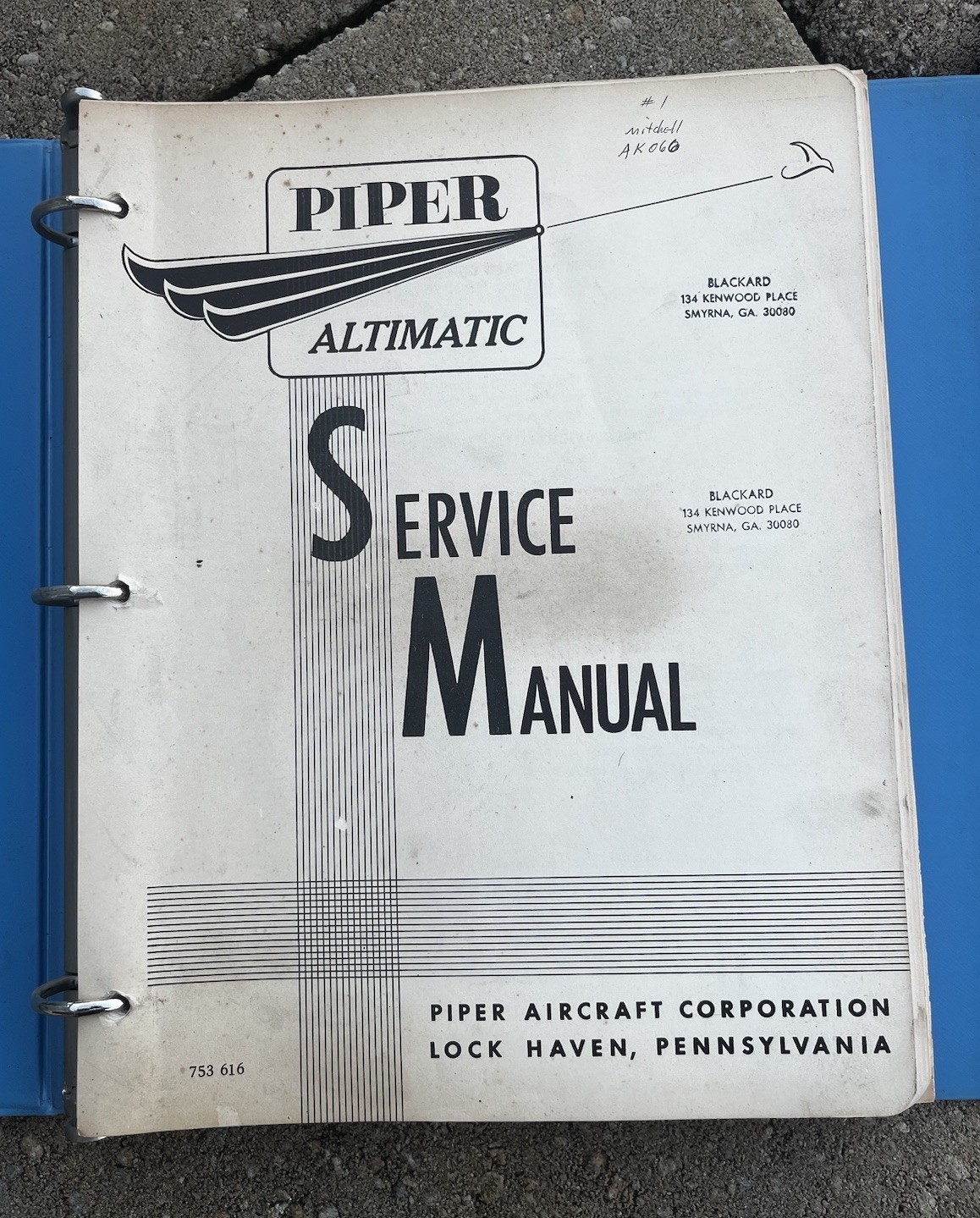 1961 Piper Altimatic Service Manual 753 616 Original