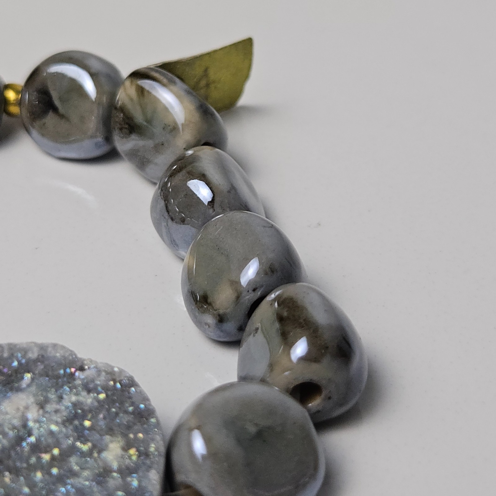 Homemade Stretch Bracelet Natural Druzy Stone