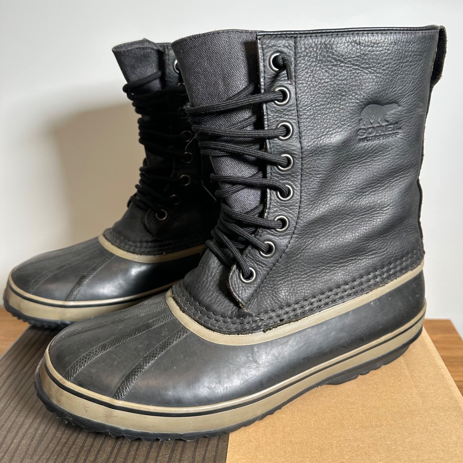Sorel 1964 Premium T Snow Boots NM1561-010 Men’s Sz 13 Black Leather Waterproof