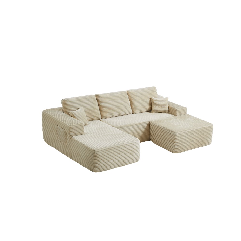 U-Shaped Sectional Sofa with Chaise Lounge, Modern Fabric Couch
