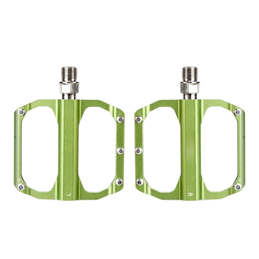 Flat Aluminum Pedals 10 Stainless Steel Pins 11 x 9.2cm for MTB and Road
