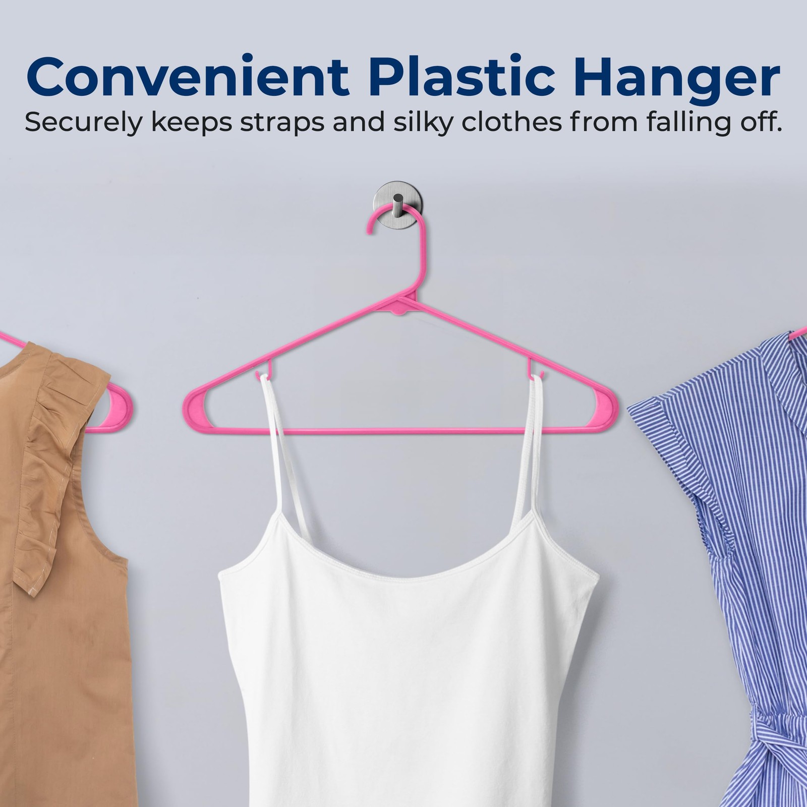 SereneLife 100 Pack Plastic Hangers (Pink)