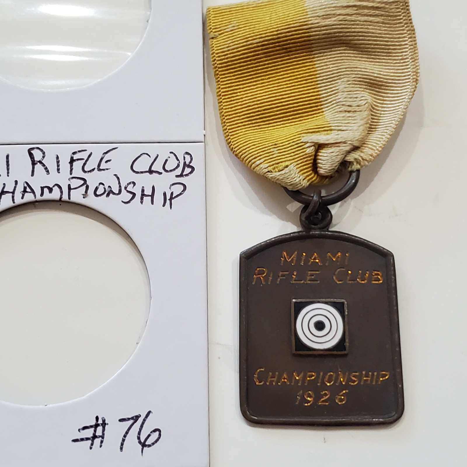 1926 MIAMI RIFLE CLUB SHOOTING CHAMPIONSHIP RIBBON MEDAL CINCINNATI,OHIO   #76
