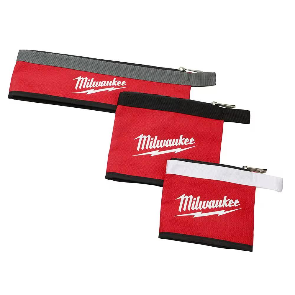 14 In., 8 In. and 6 In. Multi-Size Zipper Tool Bags in Red (3-Pack)