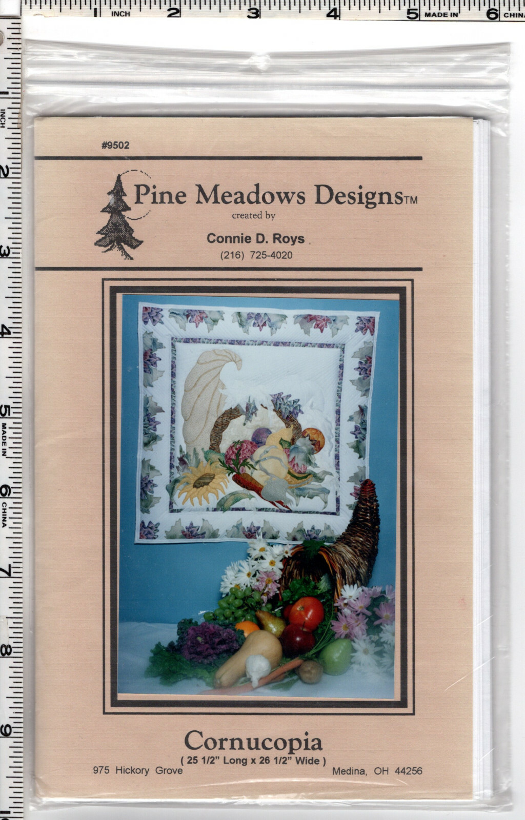 "Cornucopia" ©1995 Pine Meadows Designs Sewing Craft Quilting Pattern # 9502