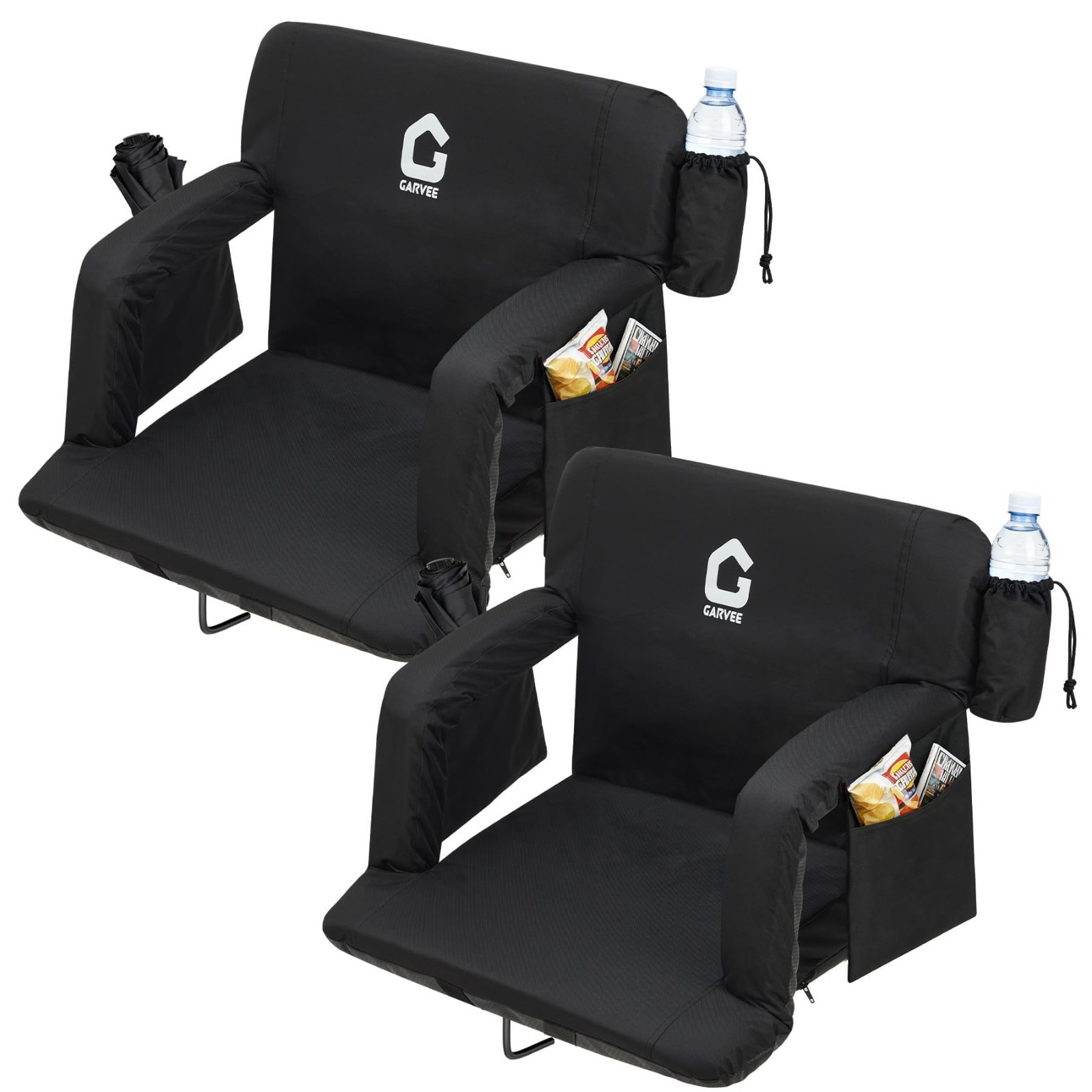 2 Pack 24.5" Wide Stadium Seat for Bleachers w/Back Support Extra Thick Cushion
