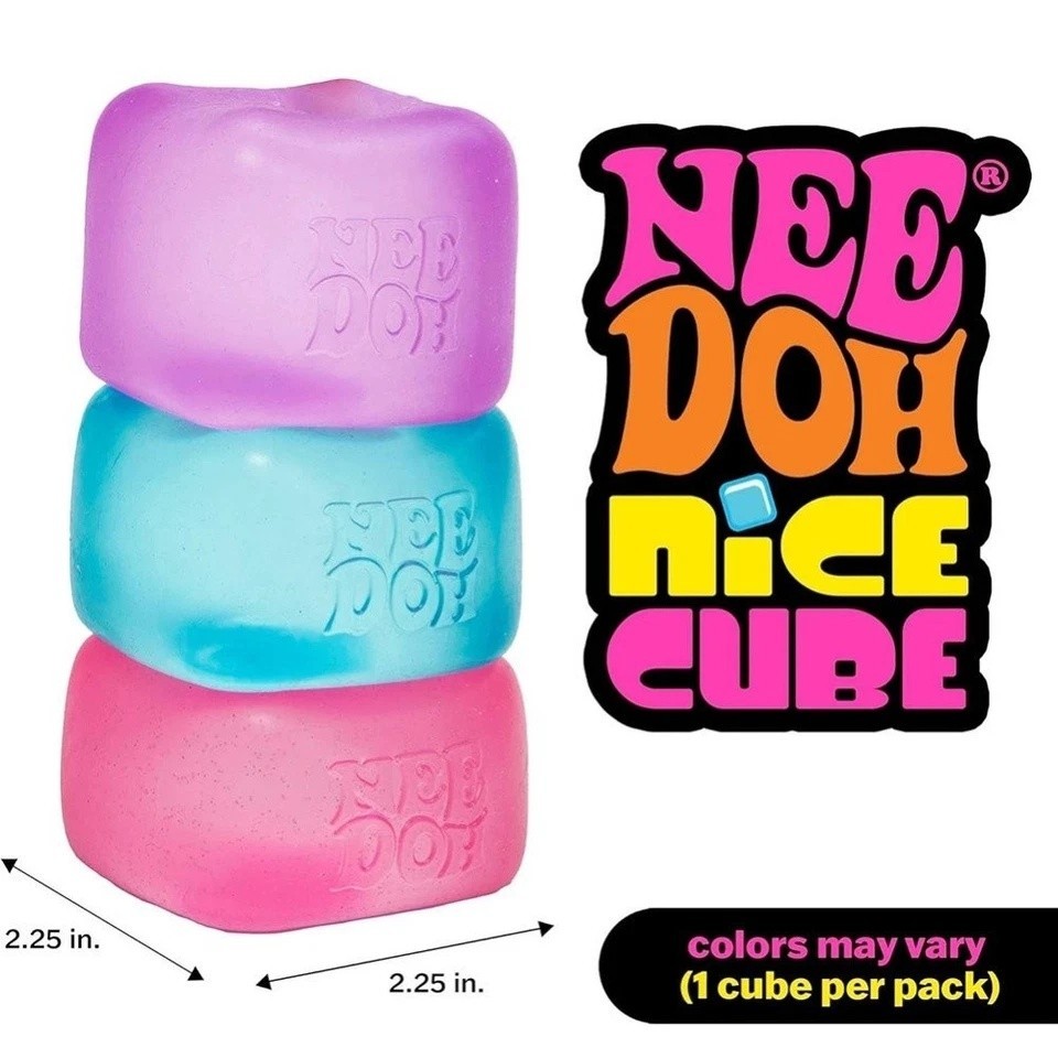 Nee Doh Nice Cube Super Solid Squish! - Blue Purple Pink - Brand New! US