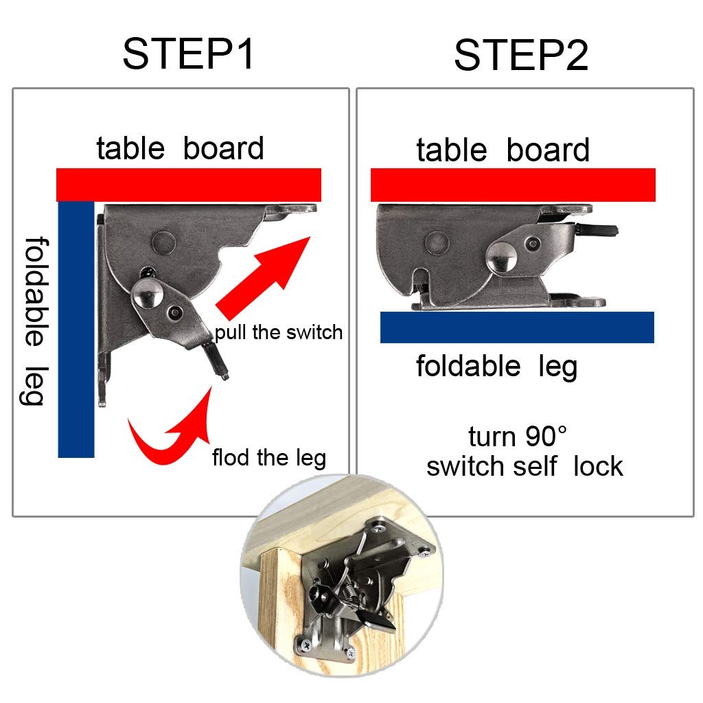 Skelang 2-Pack Folding Brackets, Lock Extension Hinge, Foldable Leg Brackets