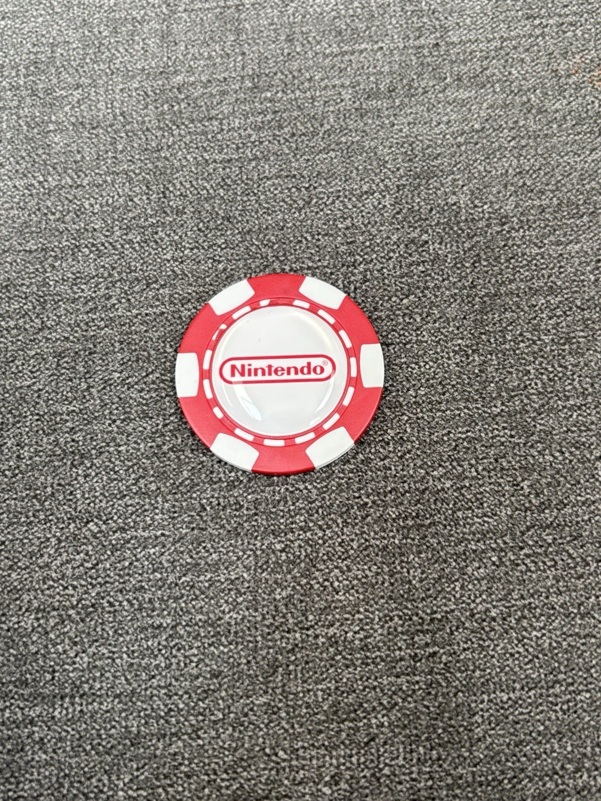 Nintendo Poker Chip Golf Ball Marker w One Sided Raised Bubble Graphic Red White
