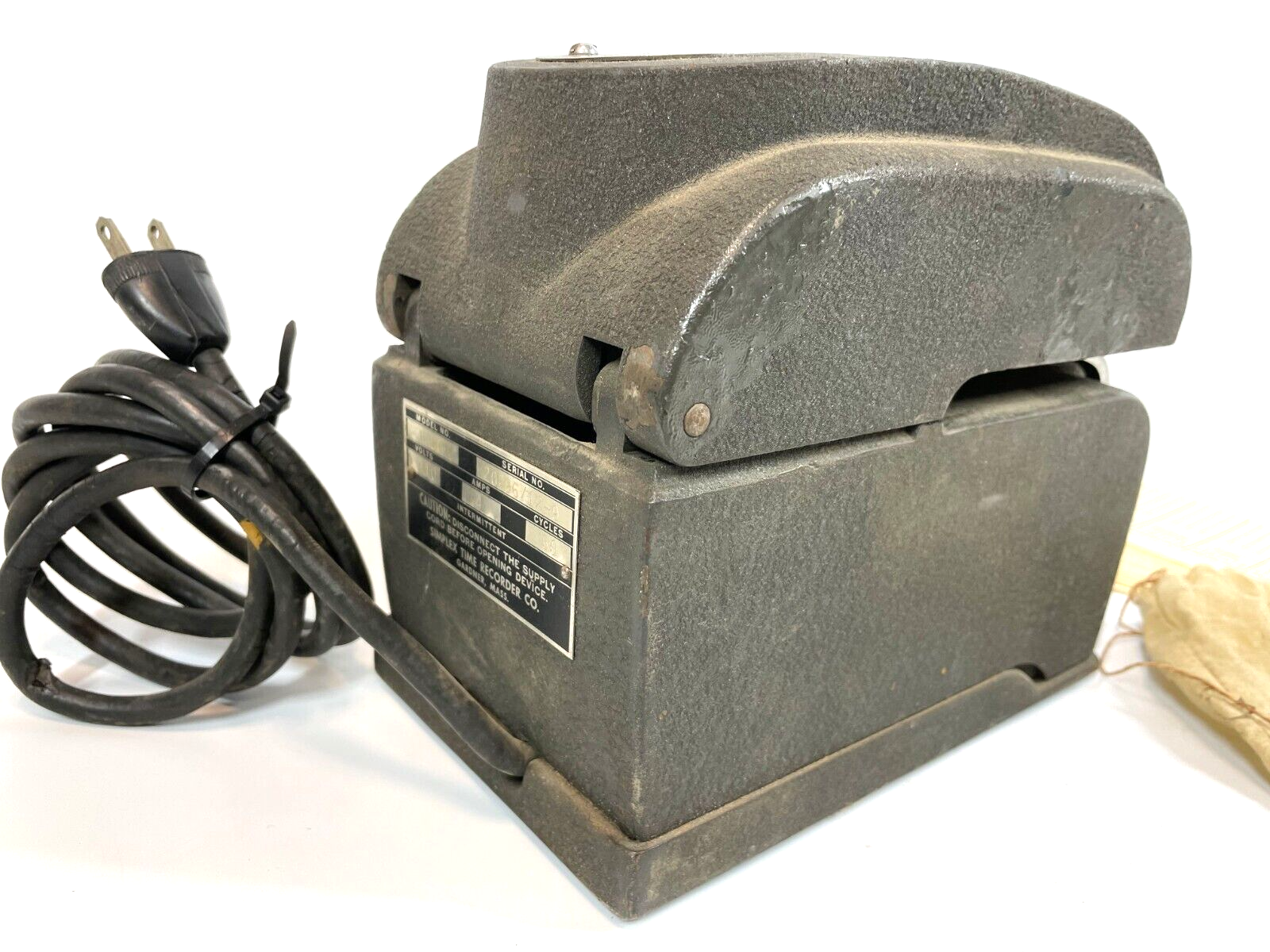 Vintage 1950s SIMPLEX Time Clock Model HACF 110V 4A