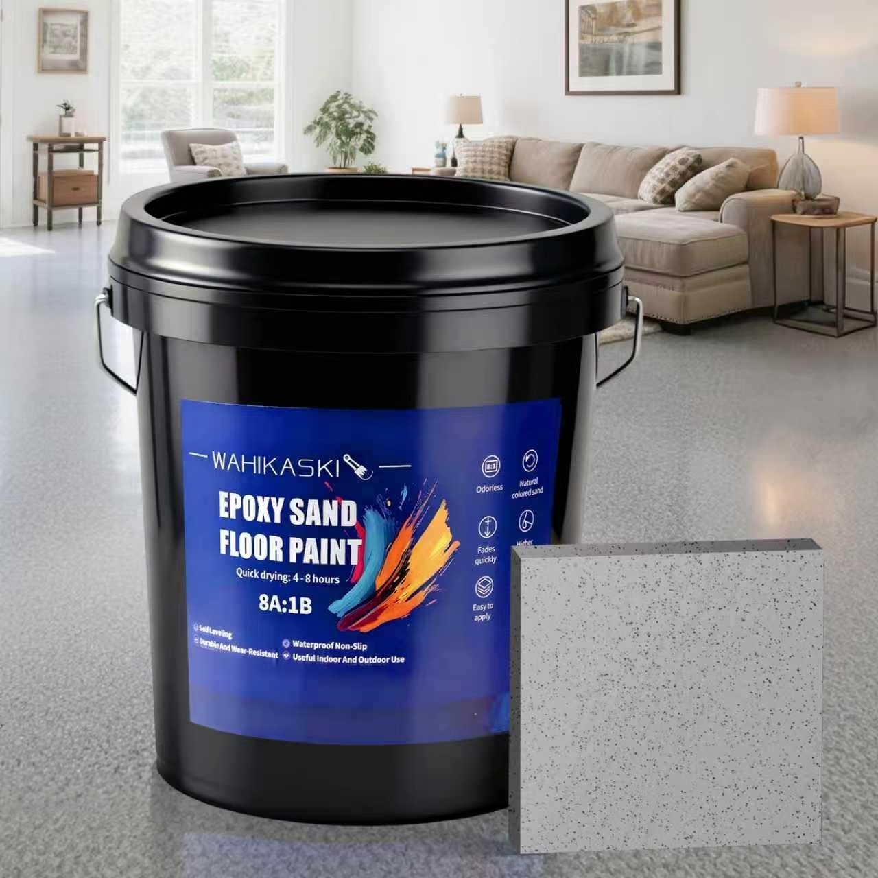Epoxy Colored Sand Floor Paint, Epoxy Floor Paint For Concrete, Leveling High...