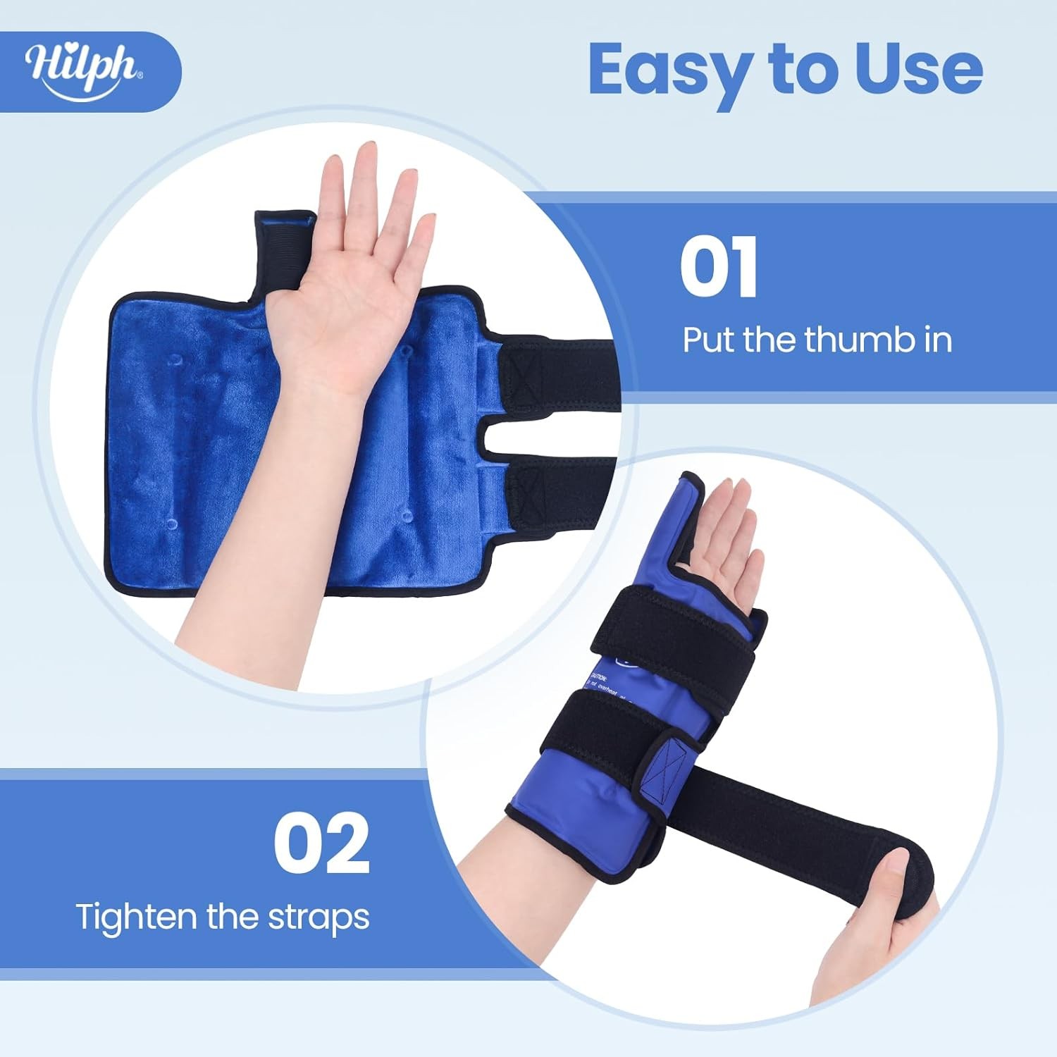 Hilph Wrist Ice Pack Wrap for Thumb & Hand & Arm with Large Extended Coverage, R