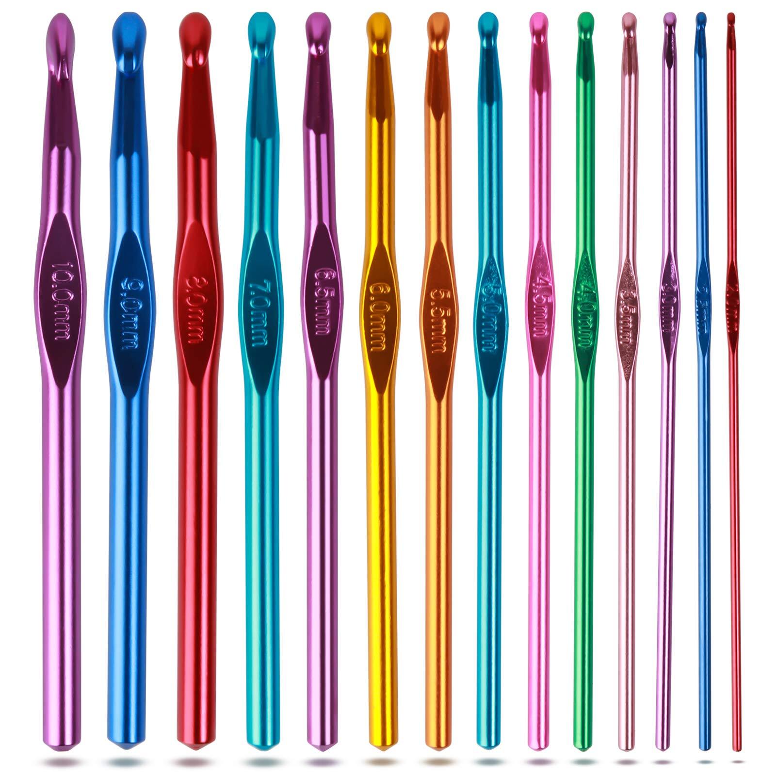 Crochet Hooks Set Steel Pastel Ergonomic Easy Grip Bright