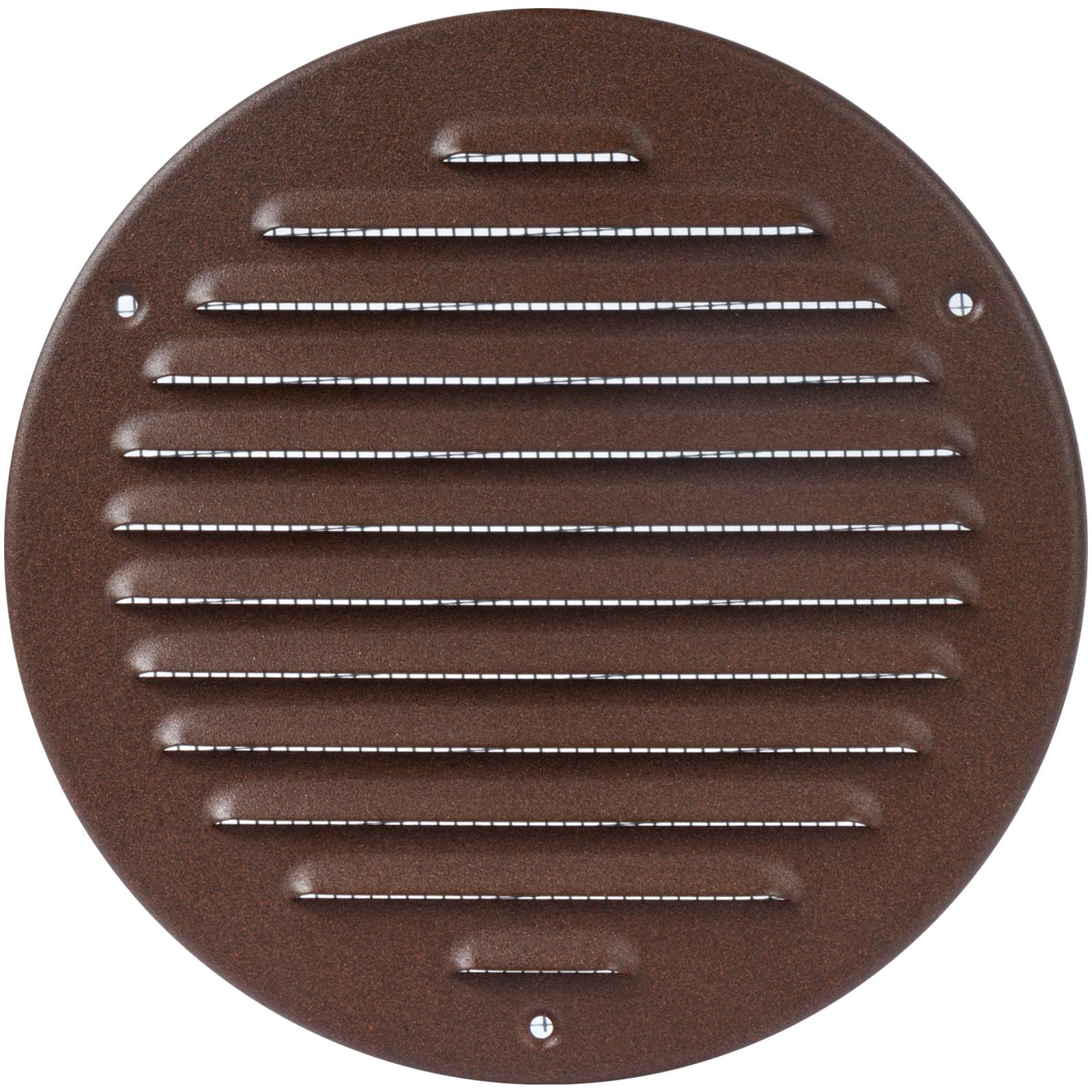 6" Inch (Opening) Round Ventilation Grille - Brown Metal Vent Cover with Mesh...