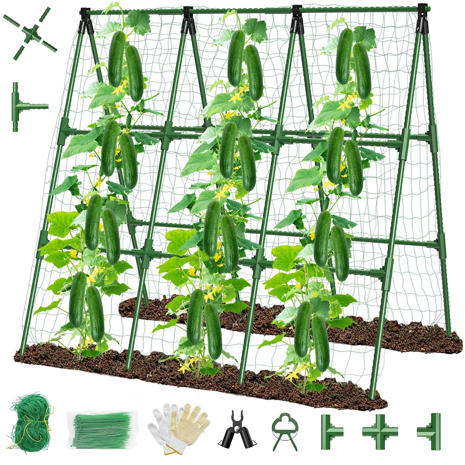 51" x 53" Cucumber Trellis for Raised Bed, A-Frame Garden 51x53, Green