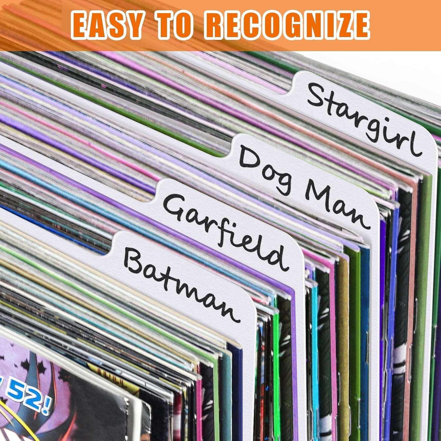 Comic Book Organizers Thick Cardboard Dividers with Tab 50-Pack Comic Storage