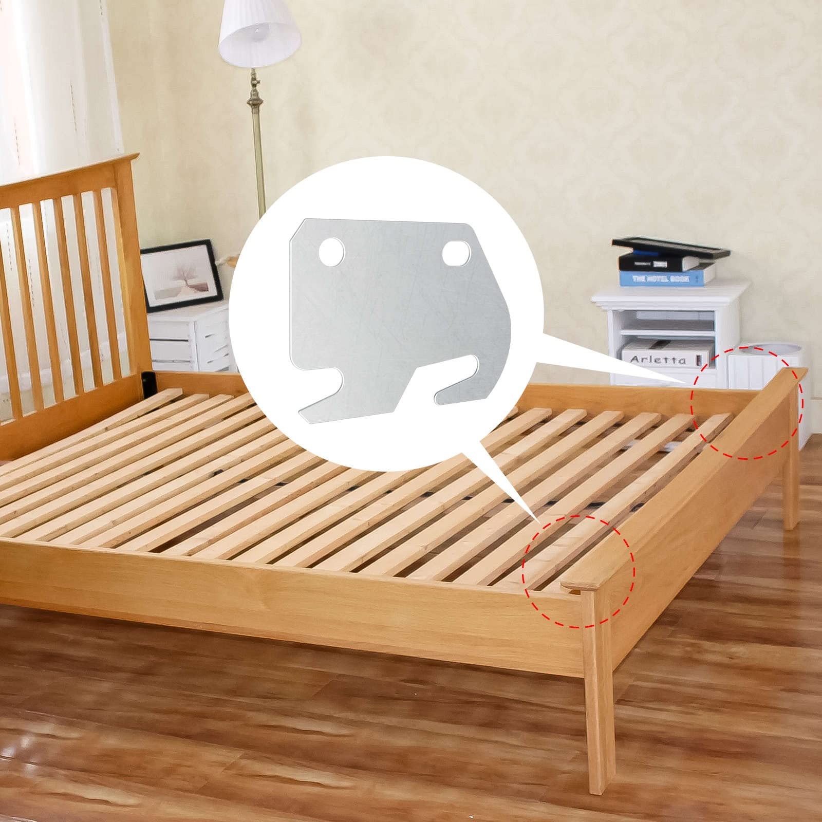 Bed Frame Hooks for Wooden Beds 4pcs Replacement Universal Bed Rail Hook Plat...