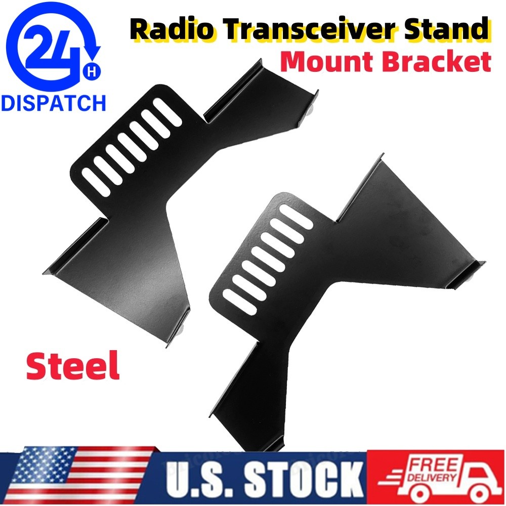 Black For Ham-CB Radio Transceiver Stand Mount Bracket Kit Steel Universal