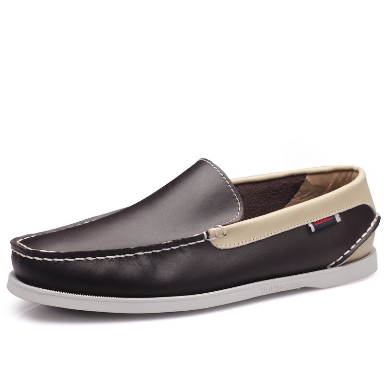Genuine Leather Mens Comfortable Casual Boat Shoes Fashion Loafers Driving Shoes