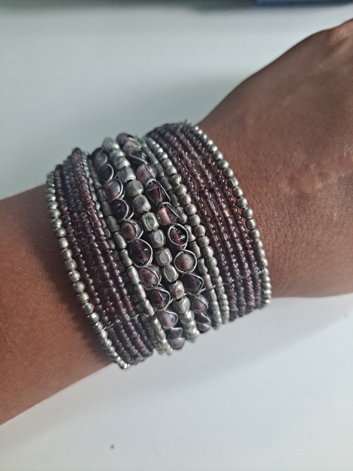 Boho Bracelet Glass Seed Beads Metal Beads