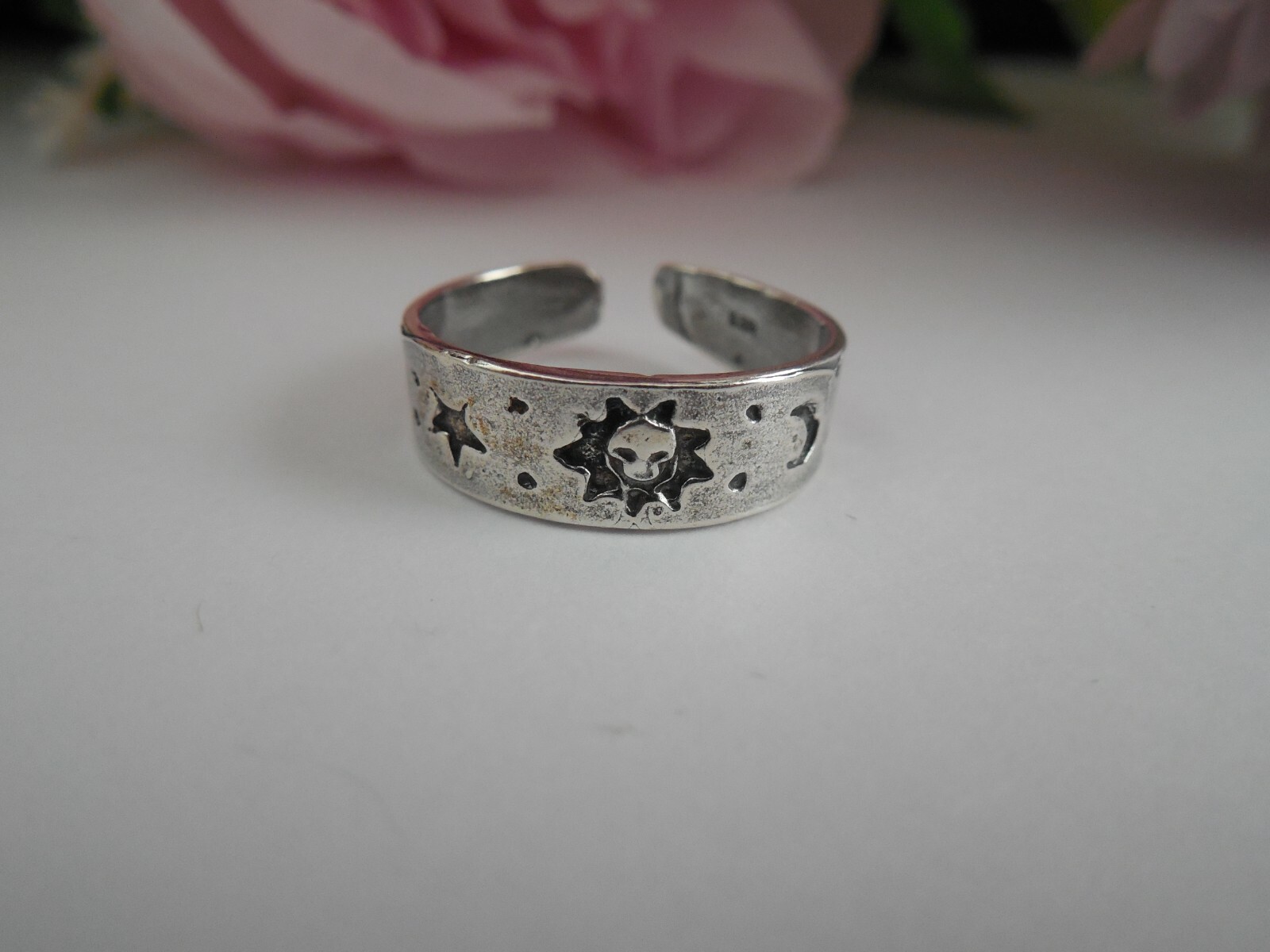 Sterling Silver .925 CELESTIAL  Toe Ring Adjustable Finger, Knuckle  Ring