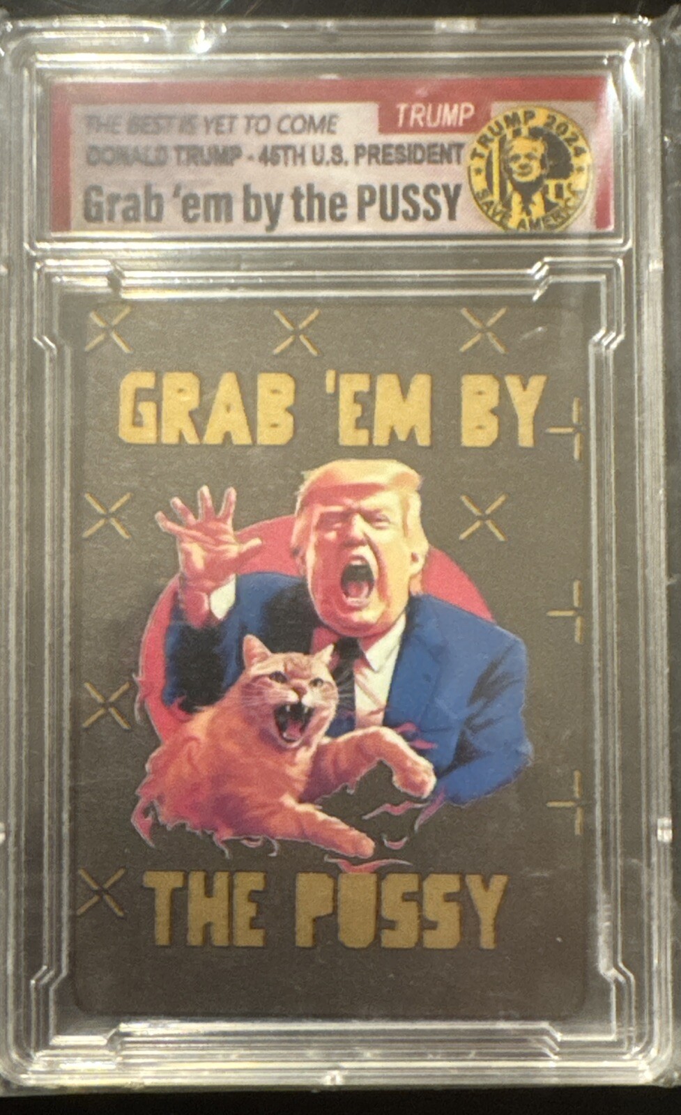 RARE! Donald Trump "Grab Em By The P*ssy" #015/205 Black Version Metal Card!