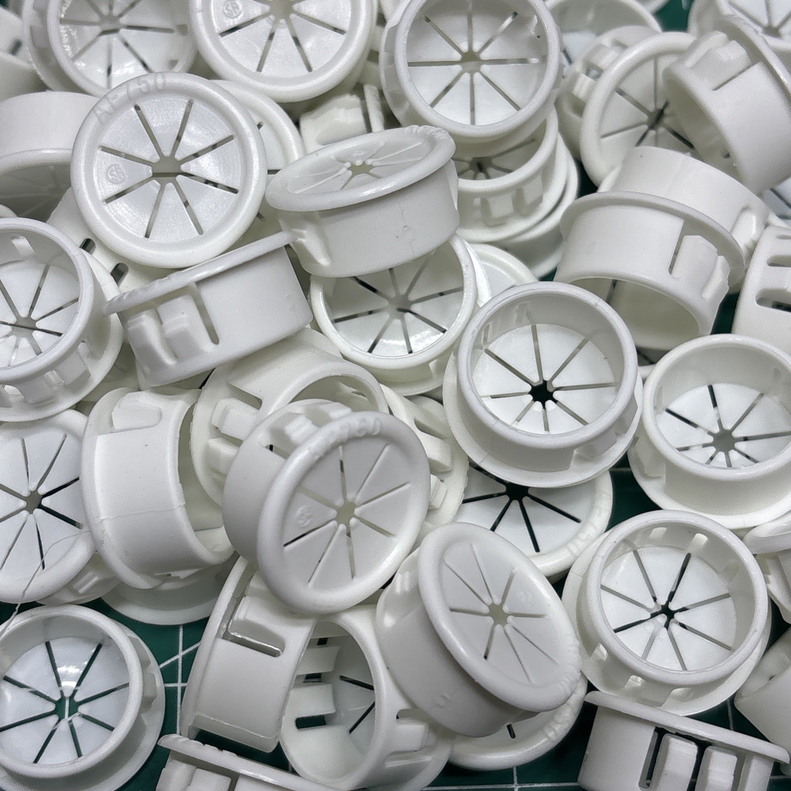 40- Panel Wire Bushing, White, Plastic, 22.14mm Rim, 19.21mm Body, 10.24mm High