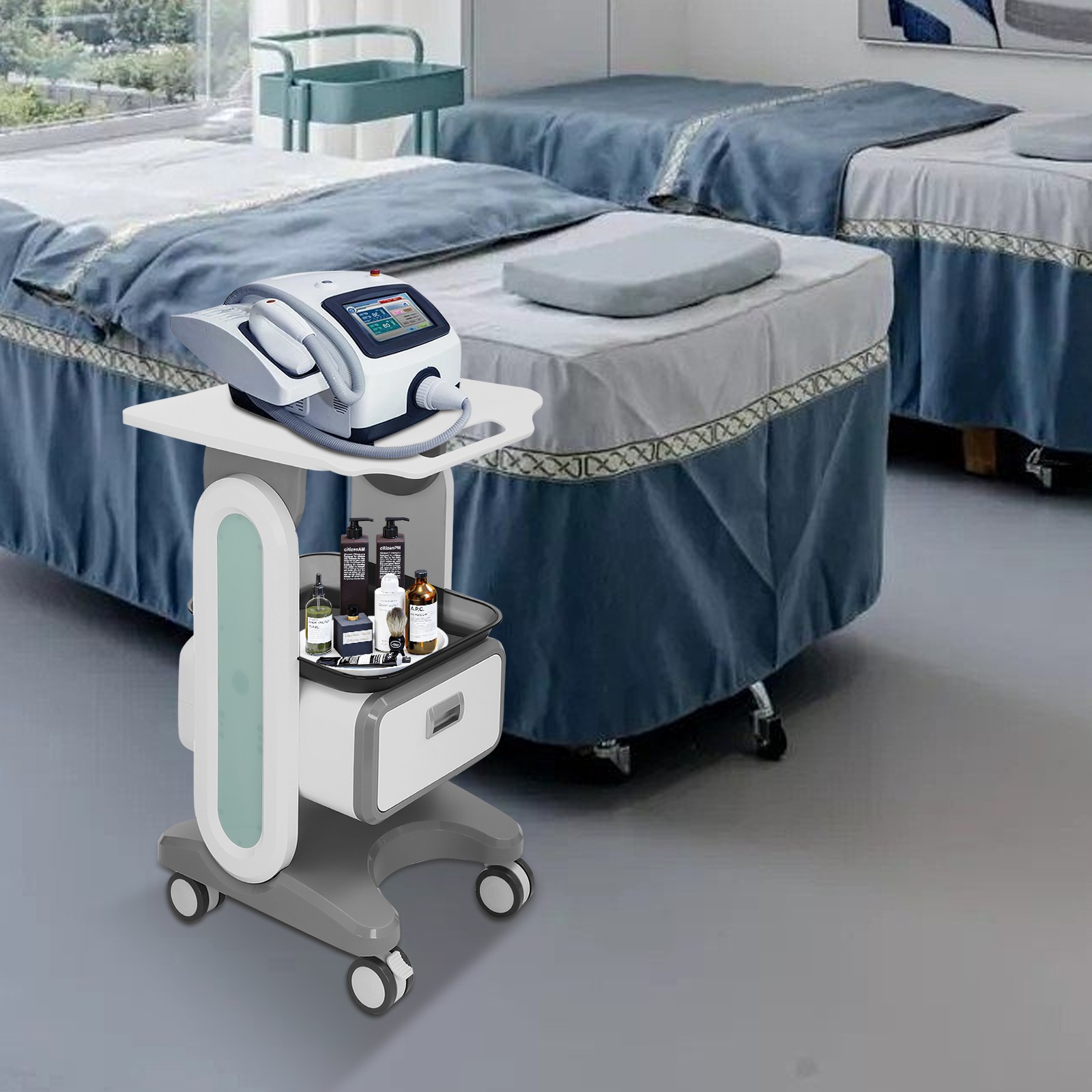 Dental Mobile Medical Cart Instrument Trolley With Drawer Cabinet 4 Wheel 2Brake