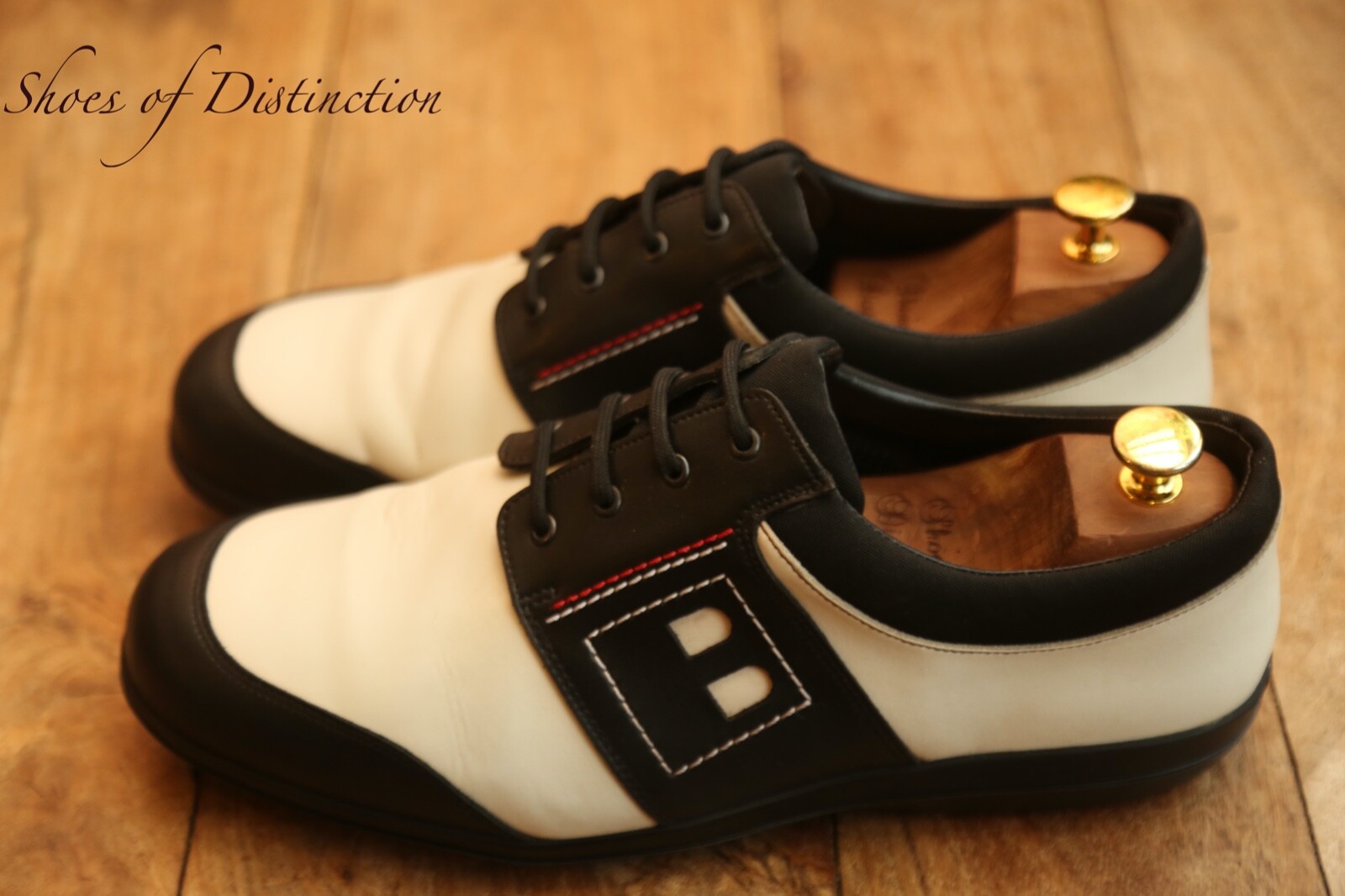 Bally White Black Leather Golf Shoes UK 10.5 US 11.5 EU 44.5