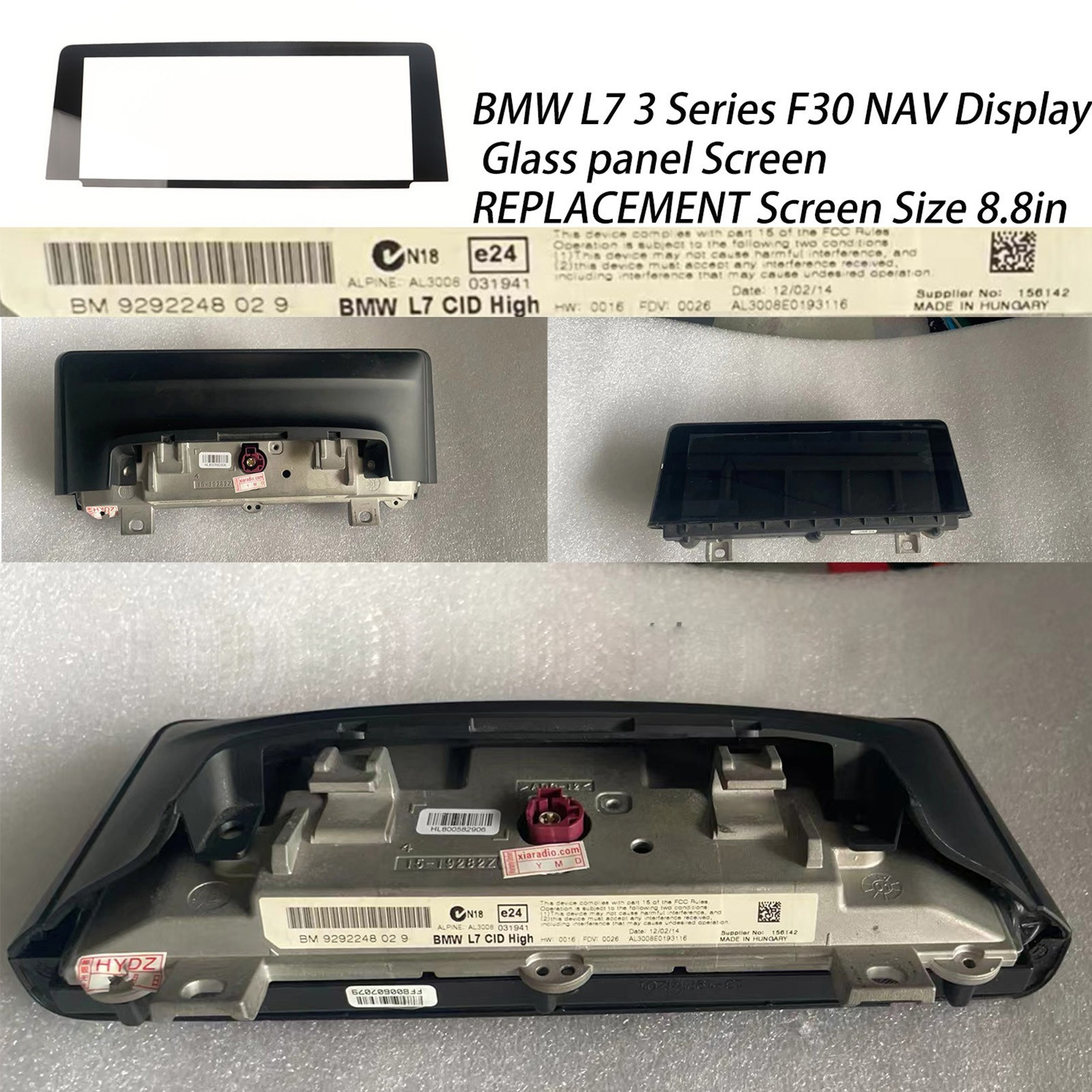 F30 NAV Display Glass panel Screen REPLACEMENT Screen L7 Size 8.8in BMW 3-Series