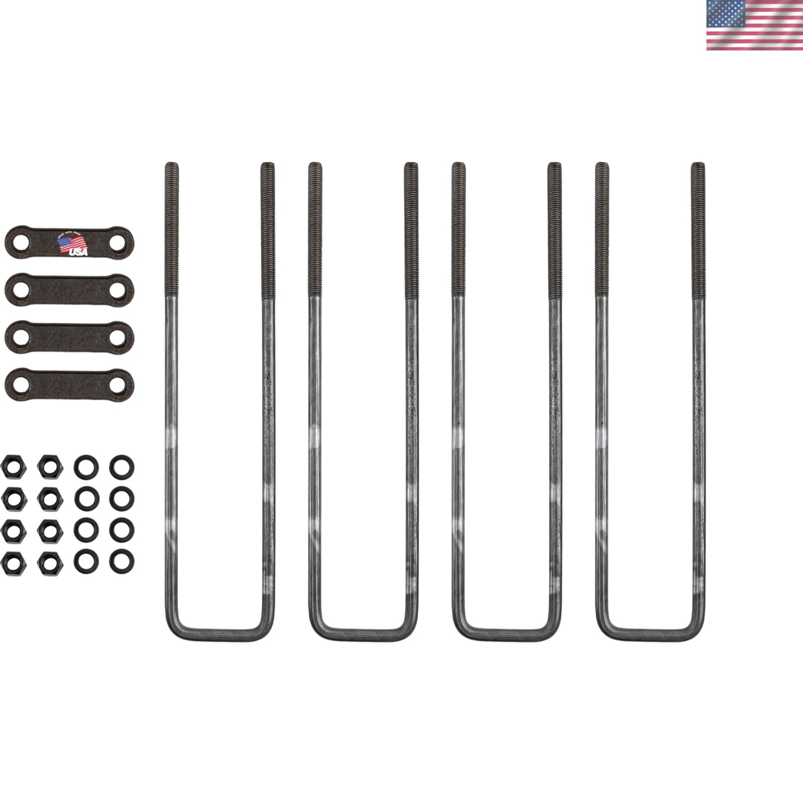 UB623518 18 Inch Square Bend U-Bolt Kit, 4 Complete U Bolt Kits, 5/8" bolt, 1...