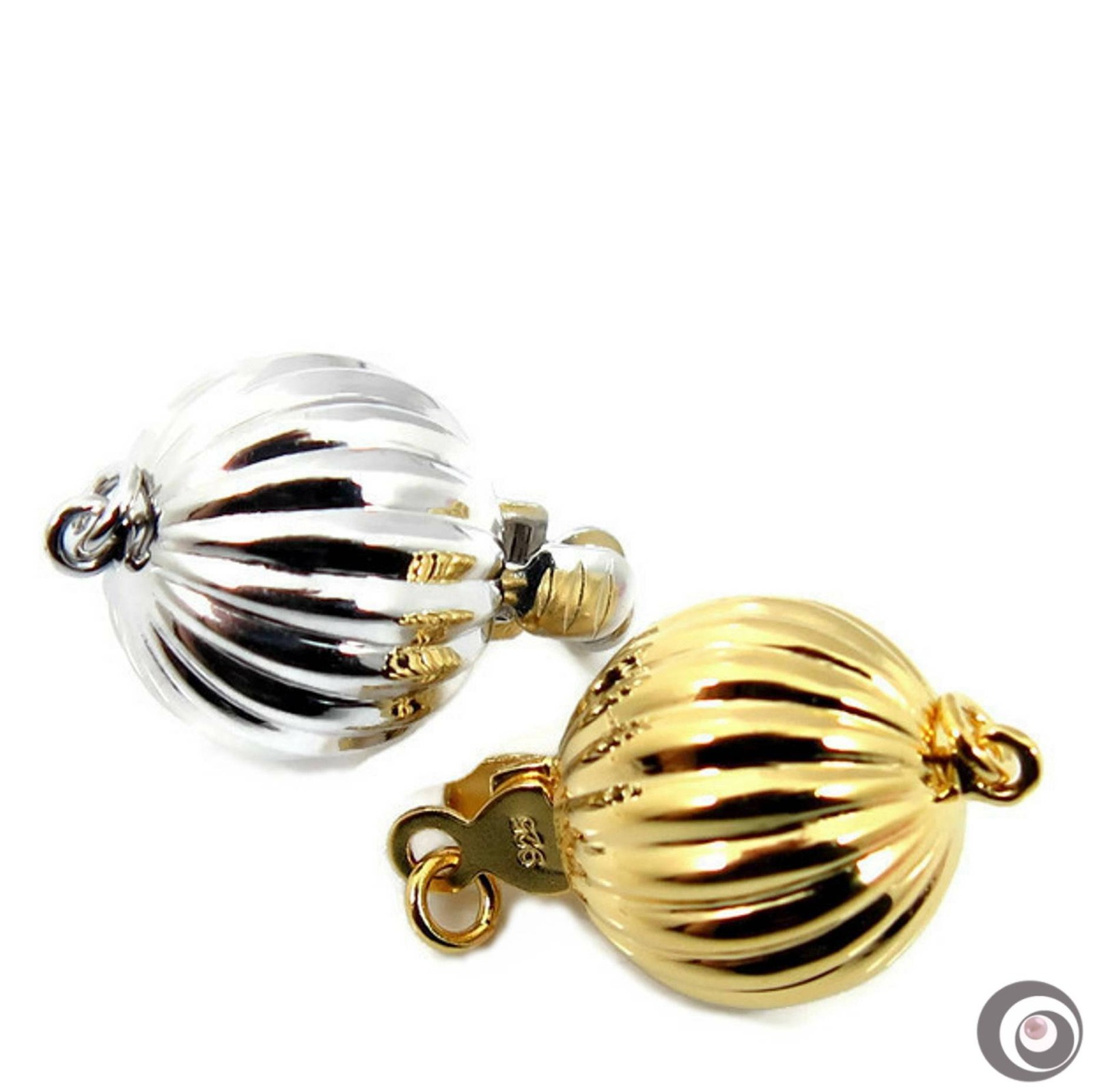 11mm Sterling Silver Corrugated Clasp for Pearl / Gemstones #S646