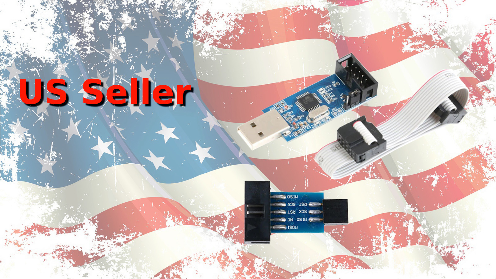 USBasp AVR ATMEGA8 Programmer ISP USB/Cable/10 to 6 Pin Adapter