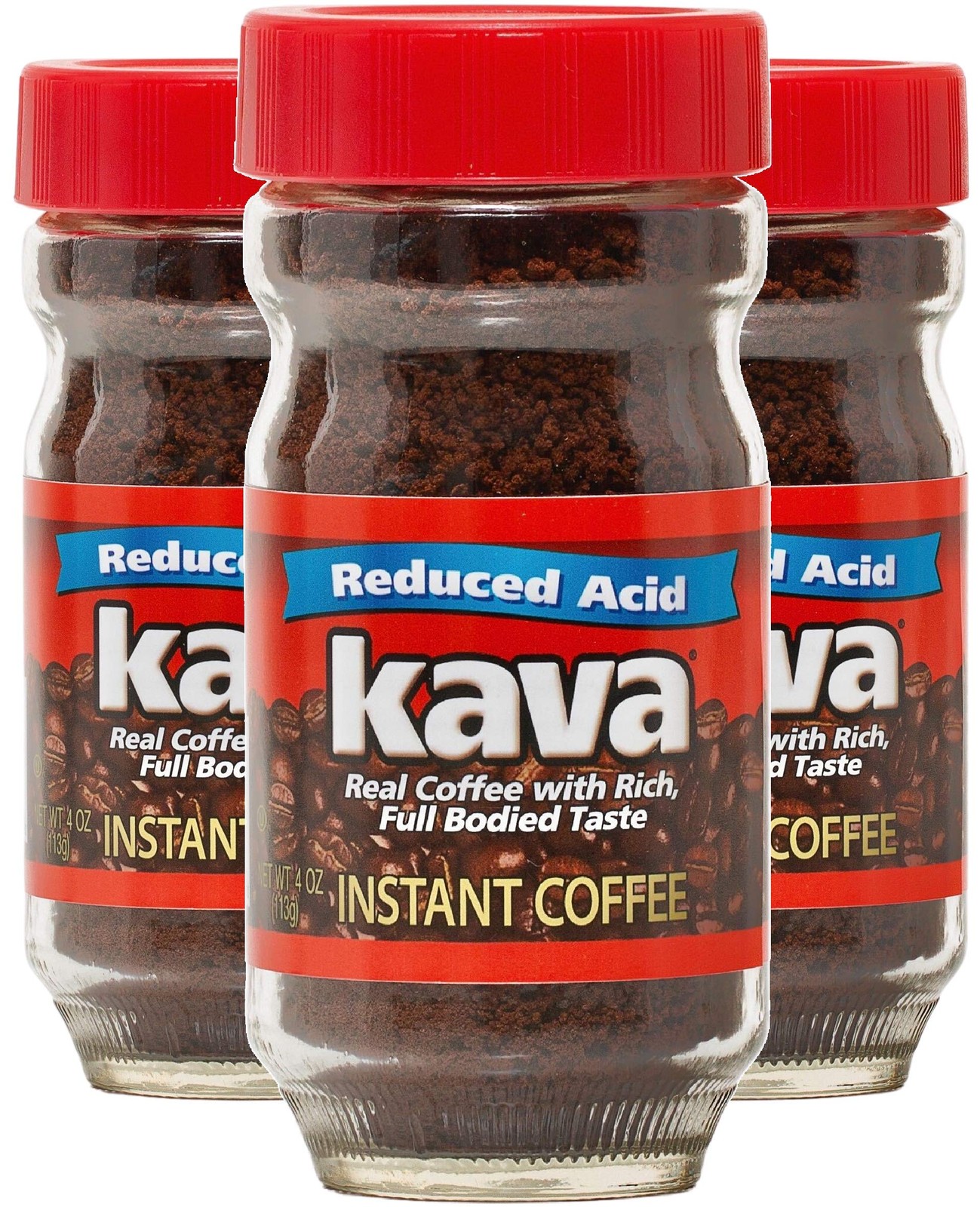 Kava Coffee Low Acid Neutralized Instant Coffee, 4 Ounce Pack of 3