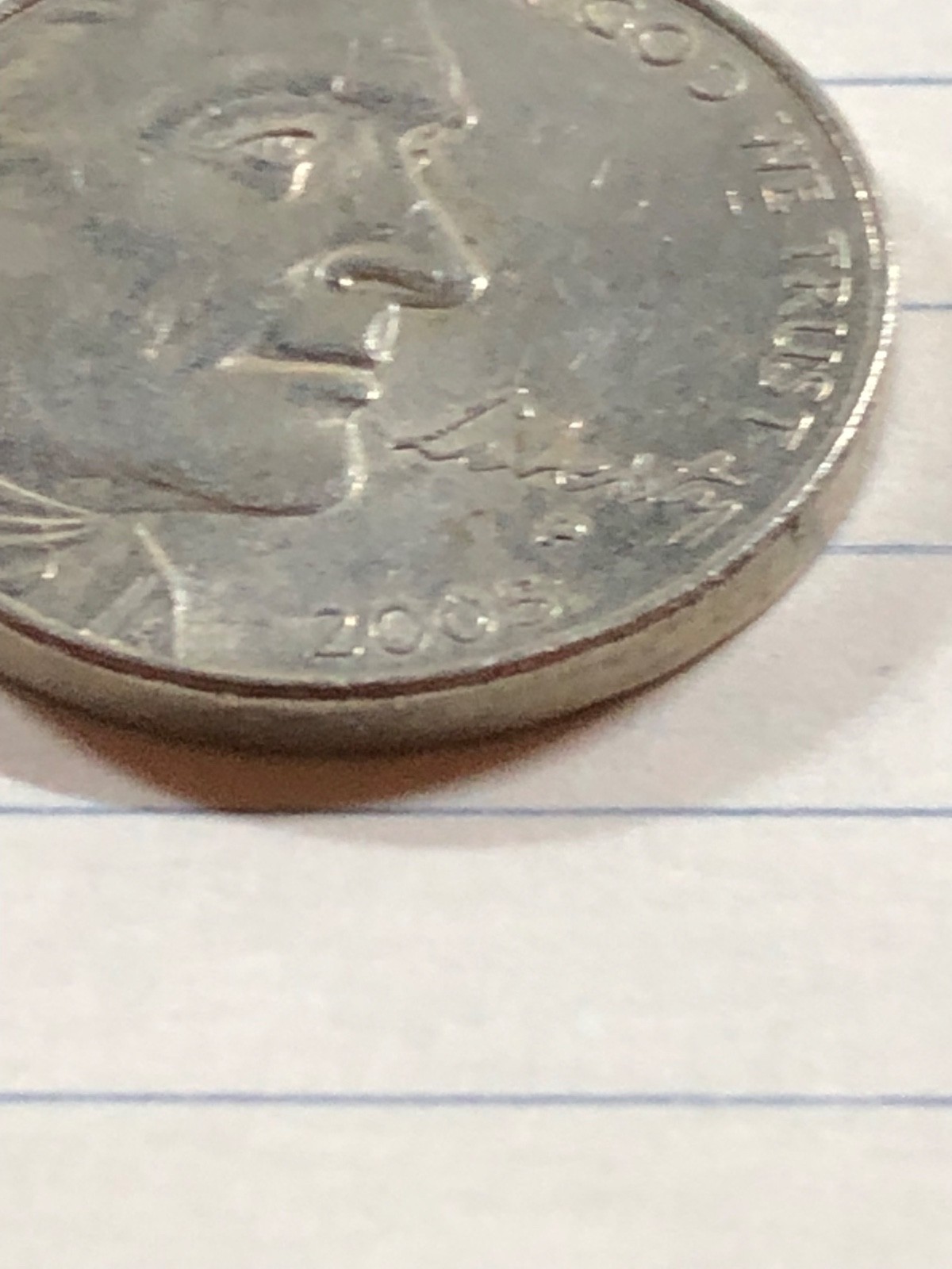 2005 P Nickel with errors on Obverse Missing Letter #N709