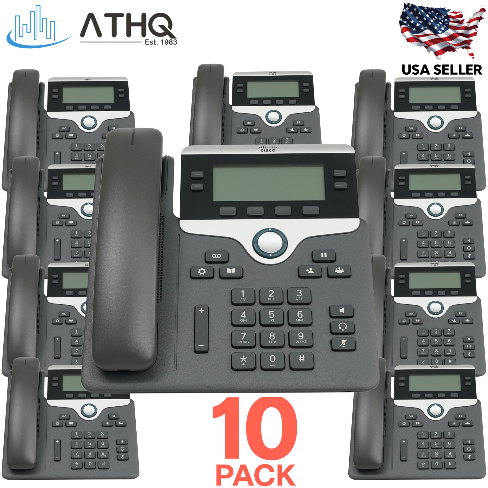 PACK OF 10 Cisco 7841 4-Line Gigabit VoIP IP Phone PoE Office Desk CP-7841-K9