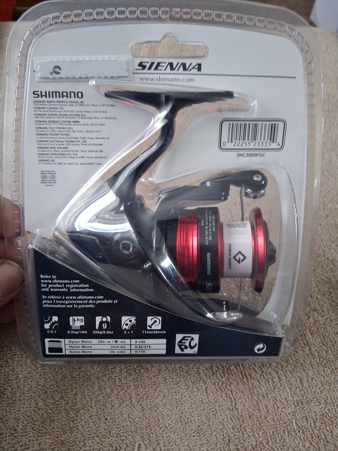 Shimano 19 Sienna C3000 Spinning Reel 3.5kg Drag 250g Light Shore Saltwater