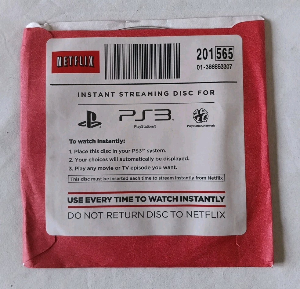Netflix Instant Streaming Disc For PS3 Sony Playstation 3 Network 2009 w/Sleeve