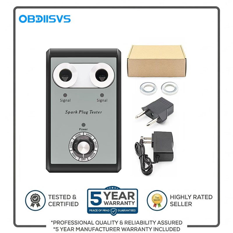 OBDIISVS Spark Plug Tester Dual Hole Adjustable Ignition Tool for 12V Vehicles