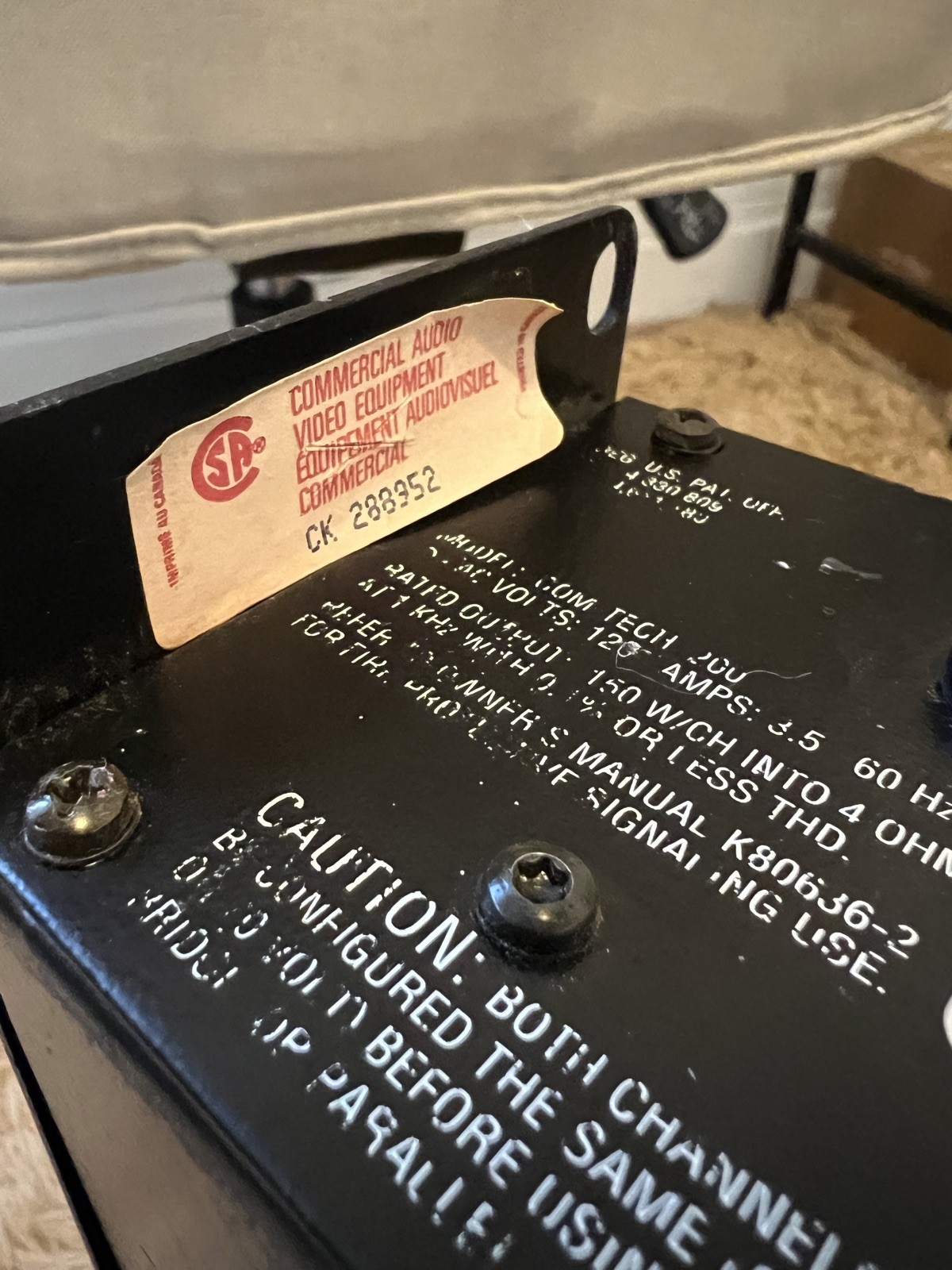 Crown Com-Tech 200 200W 2 Channel Commercial Power Amplifier Tested Working