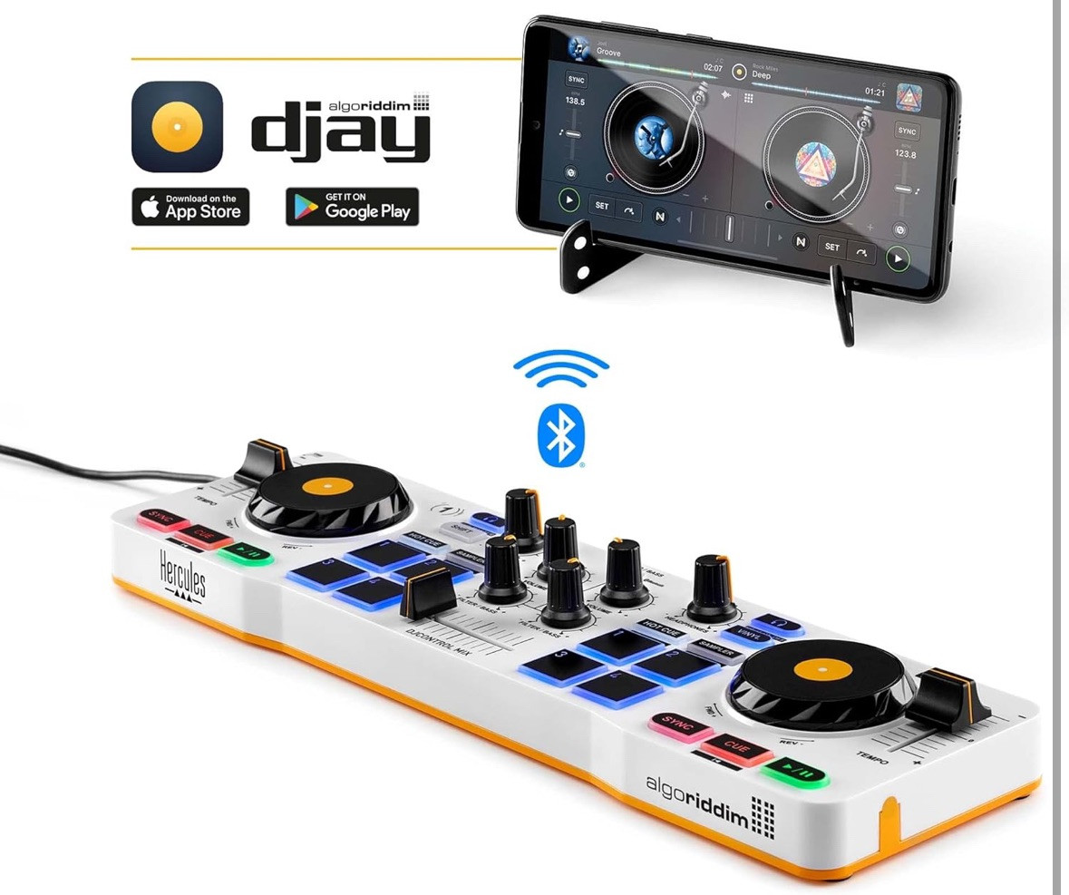 Hercules DJControl Mix Wireless Double Deck Controller - White