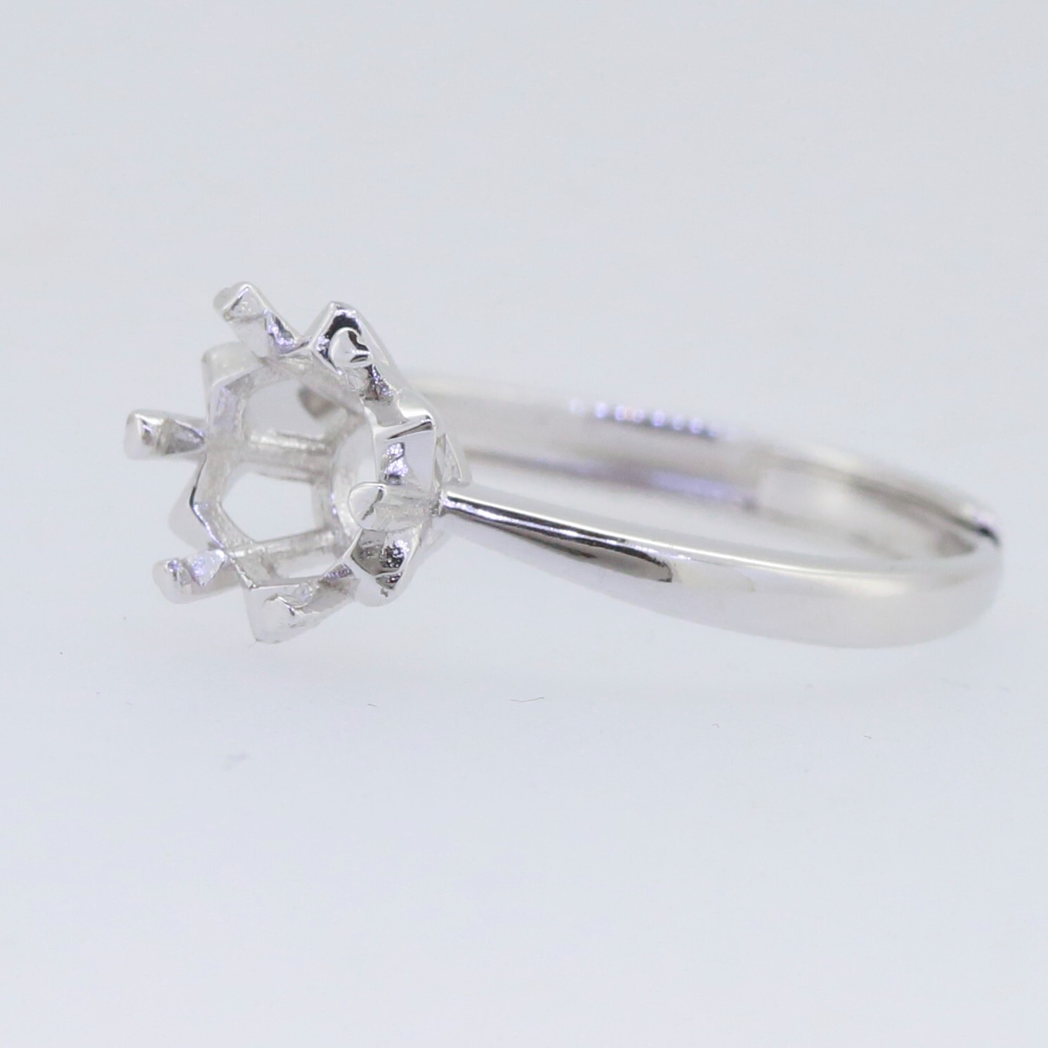 Sterling Silver Semi Mount Ring Setting Round RD 6.5mm Open Size Adjustable Size